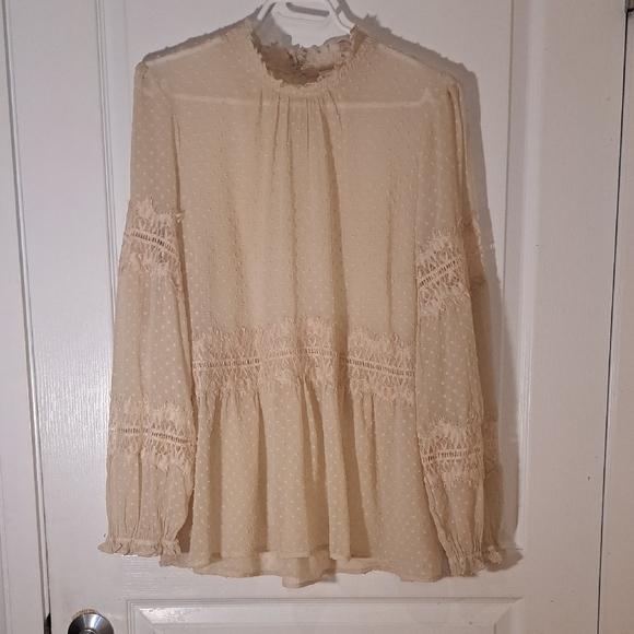 Cream Tops - Elegant Cream Lace Women's Top